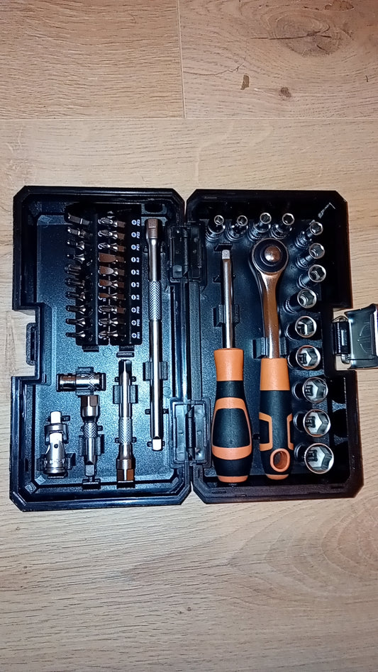 Tools box, sockets, wrenches